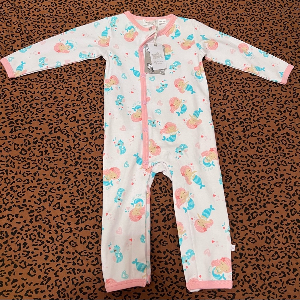 Earth Nymph 6-12 Mermaid Snap Footie Pajamas